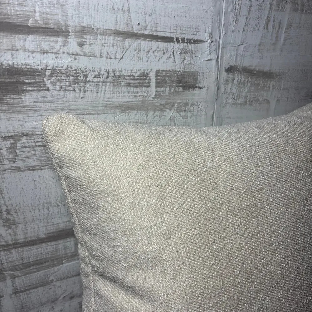 Off White Textured Square Throw Pillow
